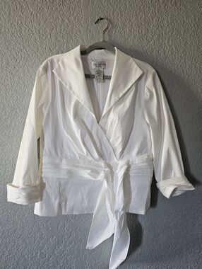 J.R. Nites White Tie-Waist Women's Wrap Top